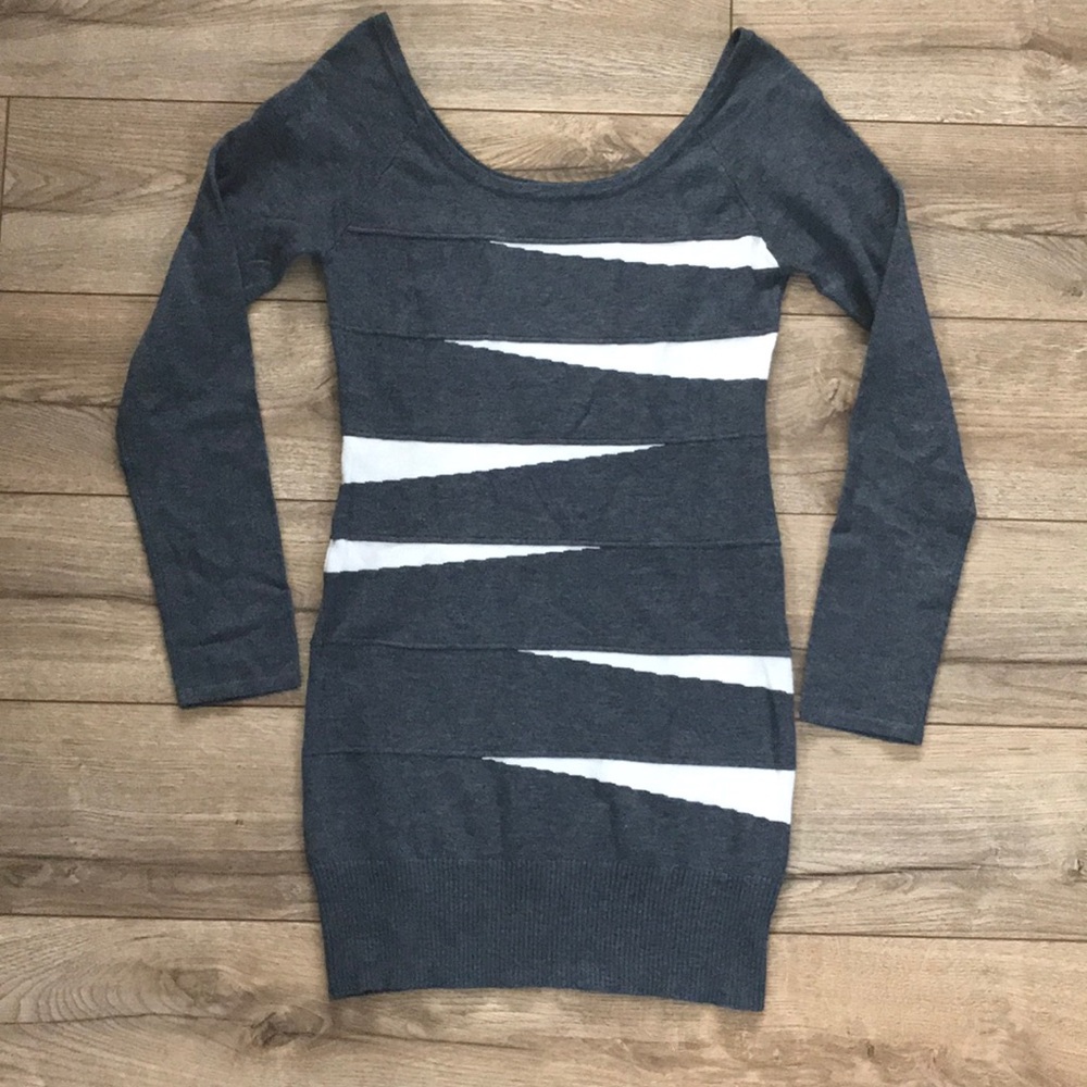 Gray & White Sweater Dress